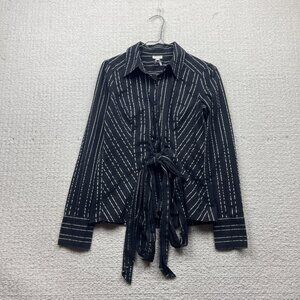 Y2k Dynamite Black Long Sleeve Blouse Top Women's Sz M Boho Belted Whimsigoth